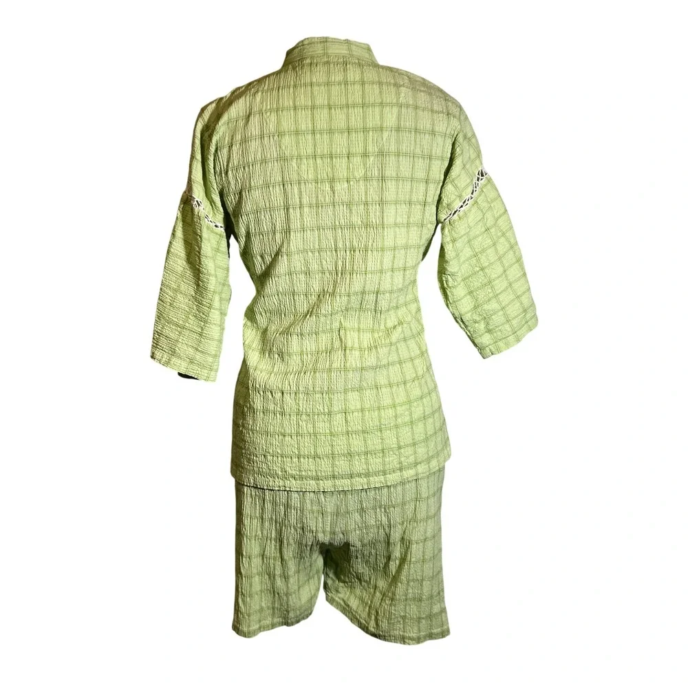 Kangol Sport Jinbei Kimono Lounge Set in Lime Green, Japanese Youth Size 150